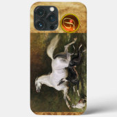 Een grijs Arabisch stenen galoppen met Honden mono Case-Mate iPhone Case (Achterkant)