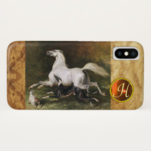Een grijs Arabisch stenen galoppen met Honden mono iPhone X Hoesje