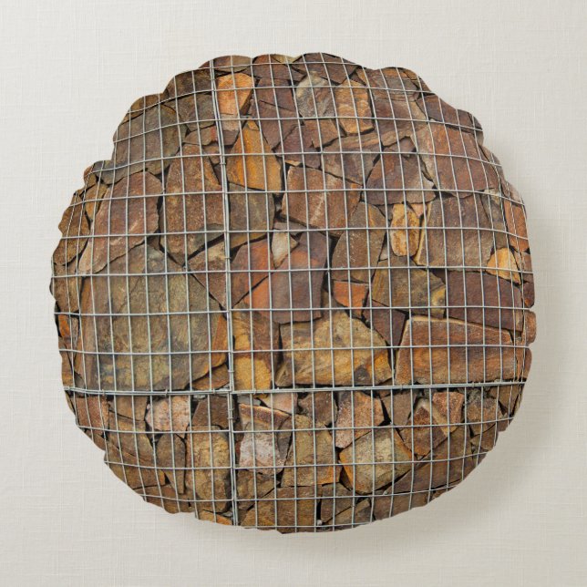 een grijze baksteenwandtextuur als achtergrondabst rond kussen (Voorkant)