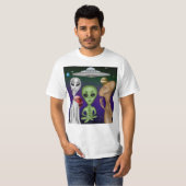 Een grijze, kleine groene, Anunnaki Alien Drawing T-shirt (Voorkant volledig)