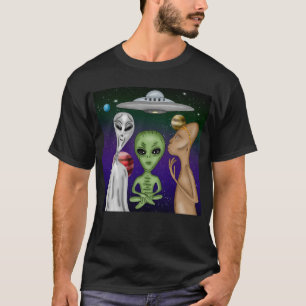 Een grijze, kleine groene, Anunnaki Alien Drawing T-shirt
