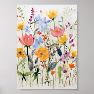 Een grillig bloemendesign, wilde bloemen  poster