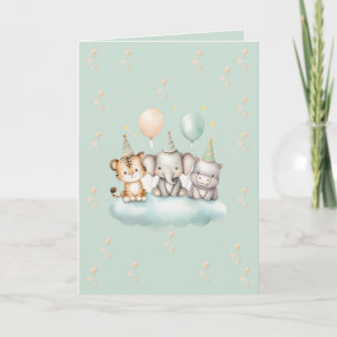Een grillige Cute Safari Baby Verjaardagskaart Kaart