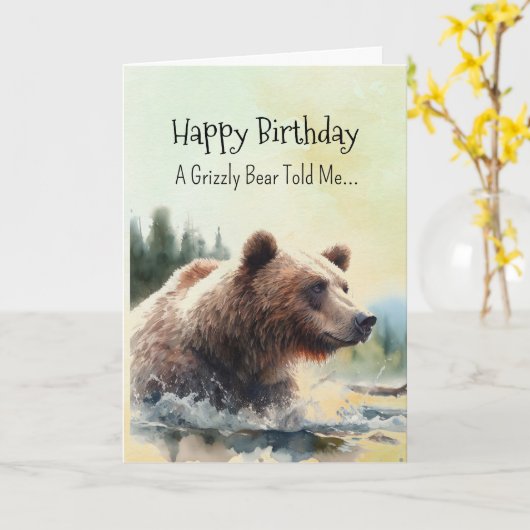 Een grizzly Beer Persoonlijkheid Verjaardag Fun An Kaart (Gele Bloem)