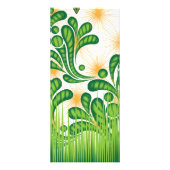 Een groen en goud artistiek patroon met een boom reclamekaart (Achterkant)