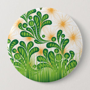 Een groen en goud artistiek patroon met een boom ronde button 4,0 cm