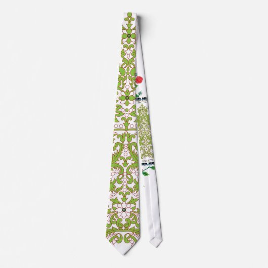 Een groen en wit behang met  design stropdas (Voorkant)