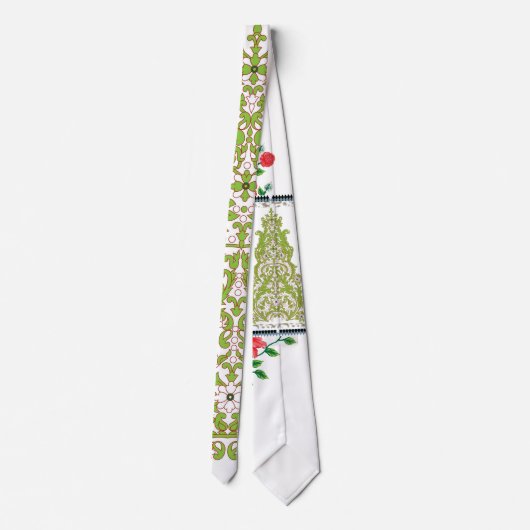 Een groen en wit behang met  design stropdas (Achterkant)