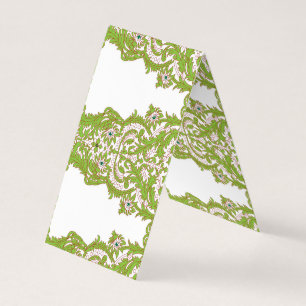 Een groen en wit behang met design visitekaartjes