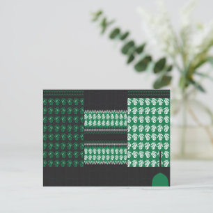 Een groen en zwart patroon met een boom in het mid briefkaart