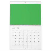 Een groene achtergrond met een witte rand kalender (Mar 2026)