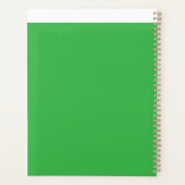 Een groene achtergrond met een witte rand planner (Achterkant)