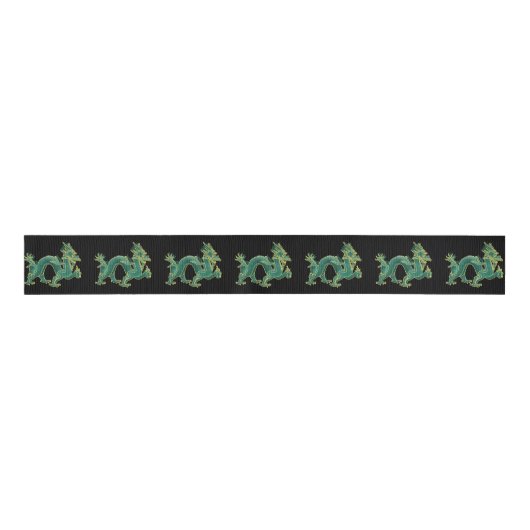 Een groene draak met goudversiering grosgrain lint (Voorkant)