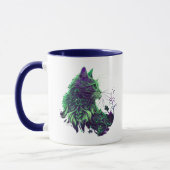 Een groene en roze kat mok (Links)