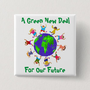 Een groene nieuwe deal voor onze toekomst vierkante button 5,1 cm
