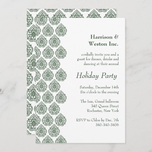 Een groene uitnodiging tot het indienen van feest (Voorkant / Achterkant)