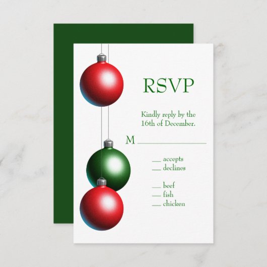Een Groene Vakantiegornament RSVP (Voorkant / Achterkant)
