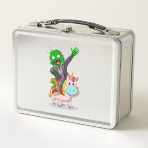 Een groene Zombie rijdt op een schattige roze Eenh