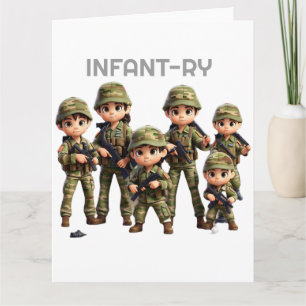Een groep baby's in legercamouflage uniform kaart