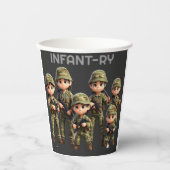 Een groep baby's in legercamouflage uniform papieren bekers (Voorkant)
