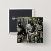 Een groep deelnemers aan de Solar Challenge Vierkante Button 5,1 Cm (Voorkant /achterkant)