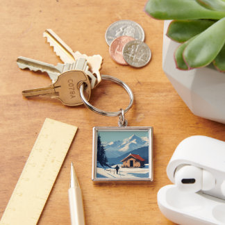 Een groep toeristen premium vierkante sleutelhange sleutelhanger