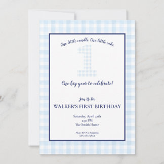 ÉÉN groot jaar - Klassieke Blue Gingham Birthday - Kaart