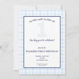 ÉÉN groot jaar - Klassieke Blue Gingham Birthday - Kaart