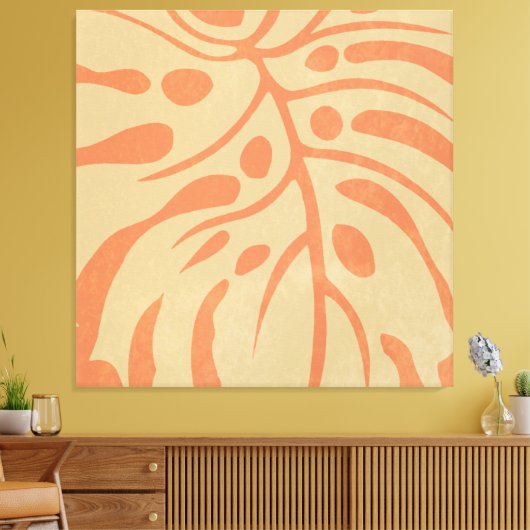 Eén groot monstera canvas afdruk (Insitu (Woonkamer))