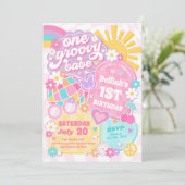 Een Groovy Babe Groovy Regenboog 1e Verjaardagsfee Kaart (Staand voorkant)