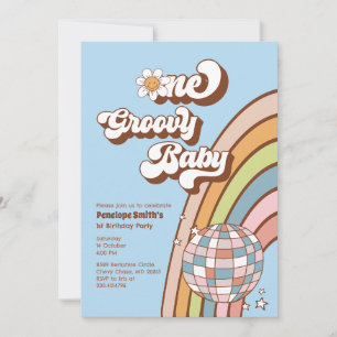 Een Groovy Baby 1e Verjaardagsfeestuitnodiging Kaart