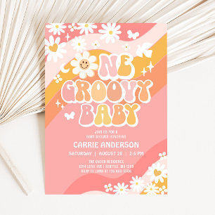 Een Groovy Baby Daisy Hippie 70s Retro Baby Shower Kaart
