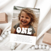 Een - Groovy Foto Verjaardagsuitnodiging Kaart