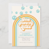 Eén Groovy Guy Retro Boy 1st Birthday Uitnodiging (Voorkant)