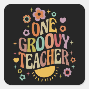 Een groovy leraar vierkante sticker
