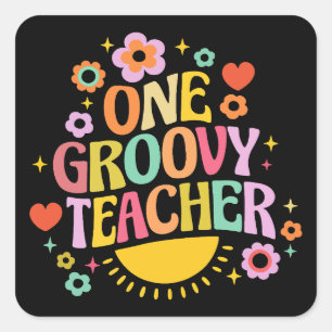 Een groovy leraar vierkante sticker