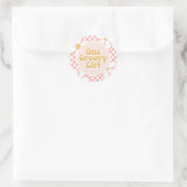 Een Groovy meisje roze Daisy Checker Ronde Sticker (Tas)