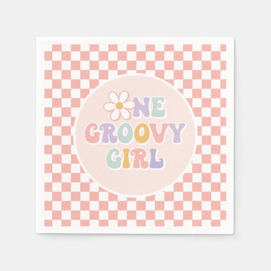 Een Groovy meisje roze Daisy Checker Servet (Voorkant)