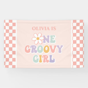 Een Groovy meisje roze Daisy Checker Spandoek