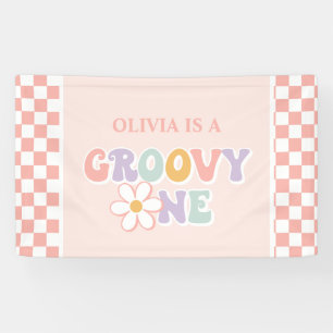 Een Groovy meisje roze Daisy Checker Spandoek