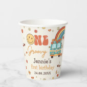 Een Groovy Retro Regenboog 1e Verjaardag Papieren Bekers (Voorkant)