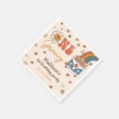Een Groovy Retro Regenboog 1e Verjaardag Servet (Hoek)