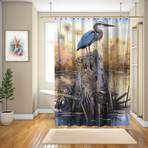 Een grote blauwe reiger in de Everglades Douchegordijn