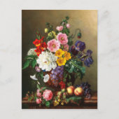 Een grote Bouquet van Bloemen met perziken en drui Briefkaart (Voorkant)