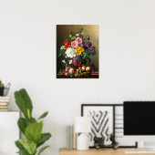 Een grote Bouquet van Bloemen met perziken en drui Poster (Thuiskantoor)
