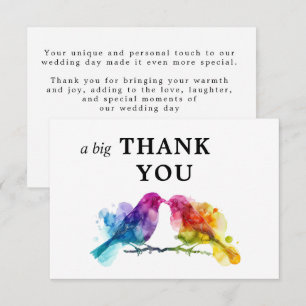 🌈Een grote dank u LGBTQ+ Regenboog Lovebirds Bedankkaart