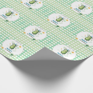 Eén Grote Dille Augurk Eerste Verjaardag Blauw Cadeaupapier
