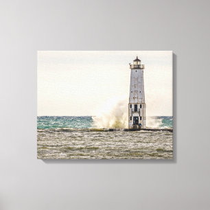 Een grote golf botst in het Frankfort-licht Canvas Afdruk
