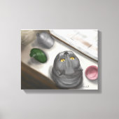 Een grote grijze kat. С luie afbeelding. Canvas Afdruk (Voorkant)
