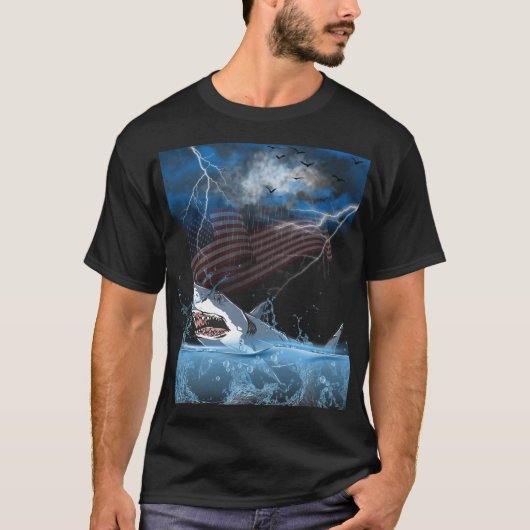 Een grote haai springt uit het water tijdens een s t-shirt (Voorkant)